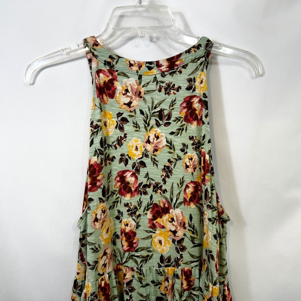 Torrid‎ Super Soft Plus Size 3X Tank Top Green Floral Tiered Babydoll Swing 467 - Picture 8 of 10